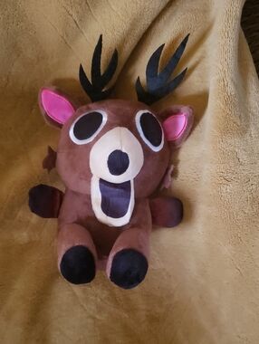 Plush Brown Deer Stuffed Animal with Pink Ears From 99 Nights In The Forest. New